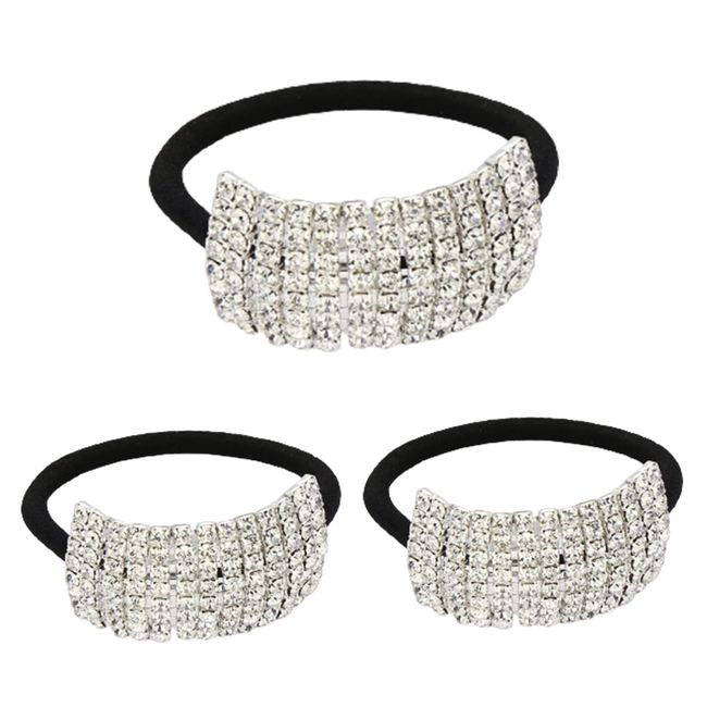 YYHONGMAI 3 Pcs Rhinestone Hair Ties High Elasticity Ponytail Holders Crystal Hair Ropes for Women Ladies and Girls