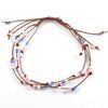 Handmade 3 String Pink and Blue Bead Surf Anklet on Chestnut Cord