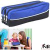 YNR Arpan Triple Pocket Zip Rectangular Large Fabric Pencil Case - School Make-up (Black) (Green)