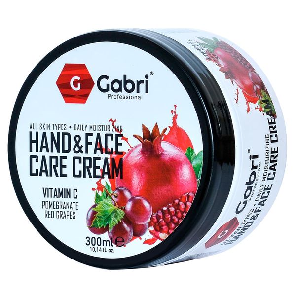 Gabri Professional Hand & Face Care Cream - Pomegranate and Red Grape (300ml) Daily Moisturising for All Skin Types