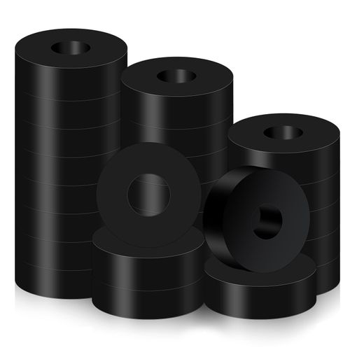 25 PCS Thick Rubber Washers, Rubber Spacer 3/4 Inch OD x 1/4 ID x 1/4 Inch Thickness Black Flat Washers Anti-Noise Round Spacers Black Grommet Flat Washer Thick Bushing Spacer for Car Accessories
