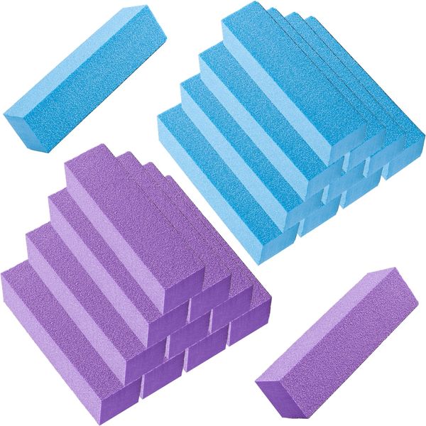 20 Pcs Nail Buffer Blocks, 120 Grit Professional Nail Sanding Blocks Buffing Block Buffer Nail Files for Acrylic Gel Nails Salon Home Use (Blue Purple)