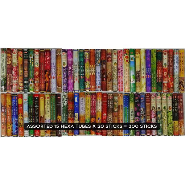 Hem assorted scents, unique combination incense sticks (20 stick x 15 Pack,300 Sticks Total)