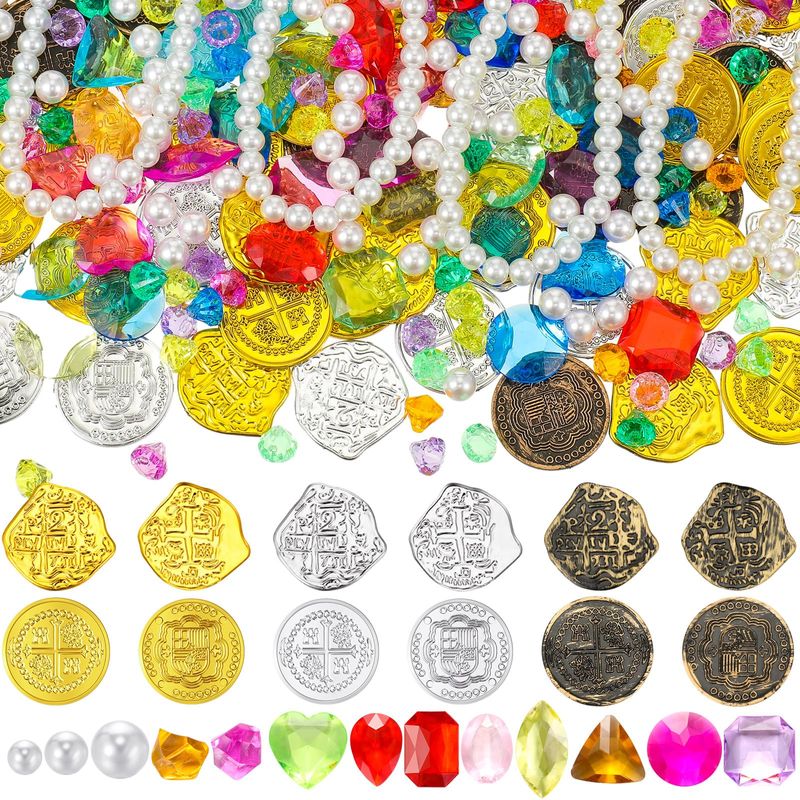 Hanaive 319 Pcs Pirate Treasure Pirate Gold Fake Coins Plastic Pirate ...