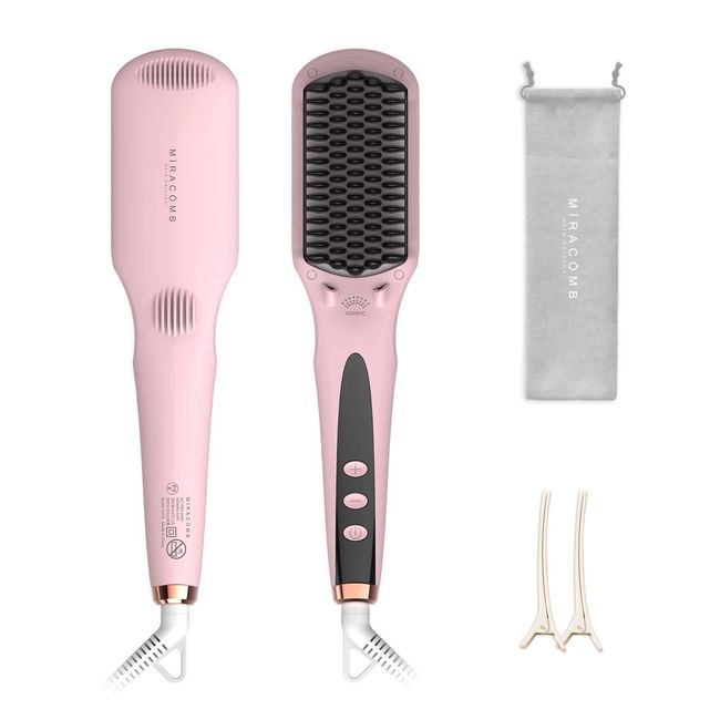 MIRACOMB Straight Brush, Hair Iron, Temperature Lock Function, Double Negative Ions, Maximum Rapid Heating, 16 Temperature Adjustment, Digital Temperature Display, Overseas Use, Anti-Scratch, Anti-Static, Professional Specifications