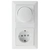Milos Dimmer with Socket Set 2-Way Frame Matt White Rotary Dimmer with On/Off Switch for Dimmable Light Bulbs