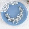 Handcess Pearls Bride Wedding Headbands Silver Rhinestone Headpieces Crystal Bridal Hair Accessories for Bride and Bridesmaids