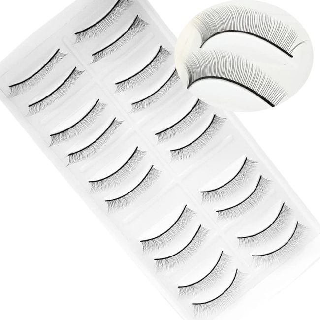 10 Pairs Practice Fake Lashes Waterproof False Eyelashes False Eyelashes Strips Ladies and Girls Black