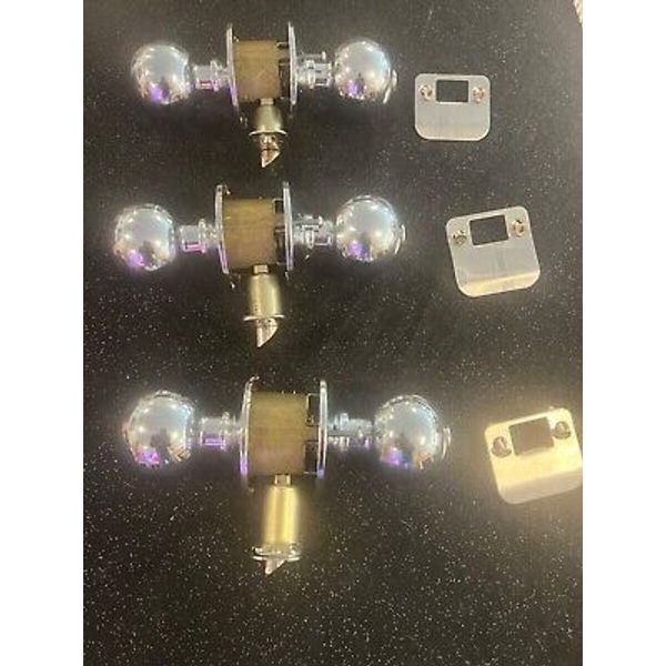 3 Schlage Interior F40 ORB Orbit Polished Chrome Privacy Knobs