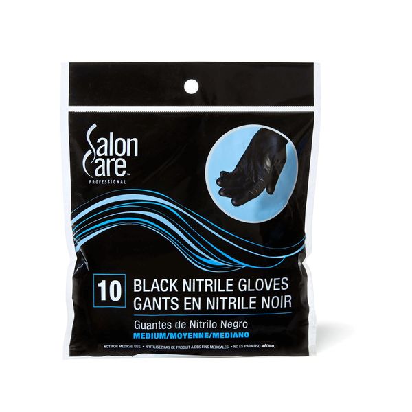 Salon Care 10ct Small Black Nitrile Gloves, Optimal Tactile Usage, Durable & Disposable