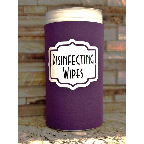 Standard Disinfecting Wipes Cover with Label (Small, Purple)