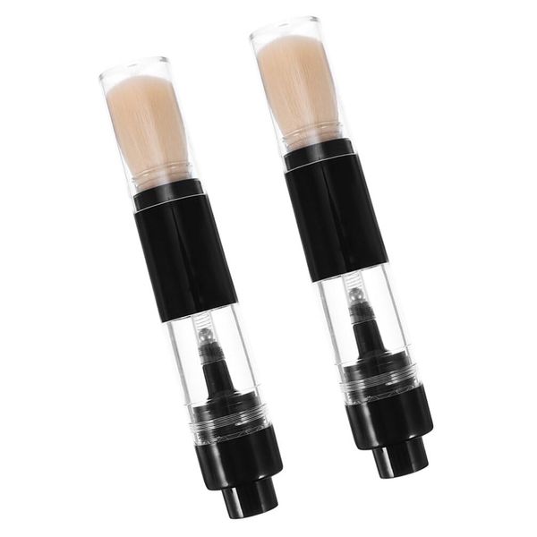 FOMIYES 2pcs Refillable Powder Brush Reusable Travel Applicator with Brush Refillable Loose Powder Bottle Jar Retractable Pressed Powder Brush Tint Teak Makeup