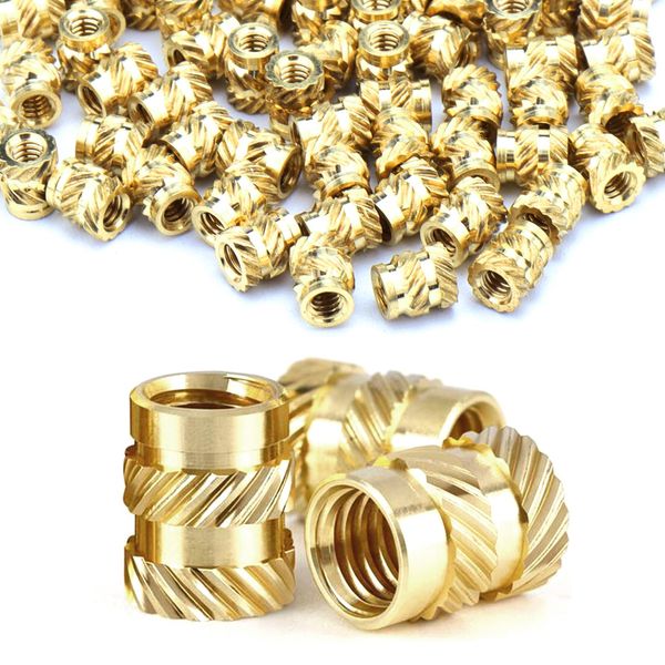Gewindeeinsatz, Einpressmuttern, Messing Einbettung Muttern Rändelmuttern, Threaded inserts für Kunststoffteiledurch Wärme oder Ultraschall in 3D-Drucker Teile (M2*4 * 3.5mm-70pcs)