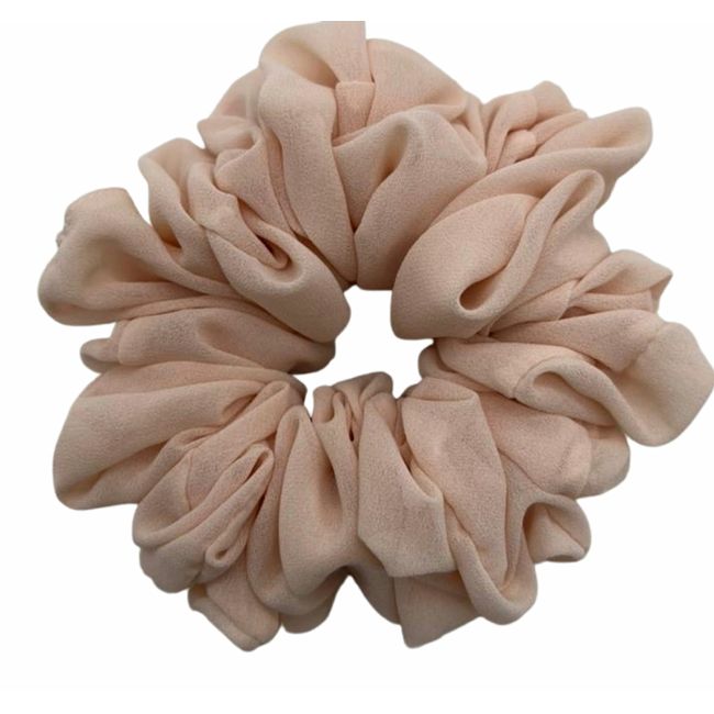 Hijabaaya - Volumising Hair Scrunchies For Women Hijab Accessories - Chiffon Hair Tie - For All Hair Types - Oversized Scrunchie (Nude)