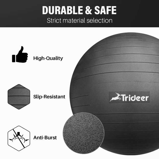  Trideer Extra Thick Yoga Ball Exercise Ball, 5 Sizes Ball  Chair, Heavy Duty Swiss Ball for Balance, Stability, Pregnancy, Physical  Therapy, Quick Pump Included : Sports & Outdoors