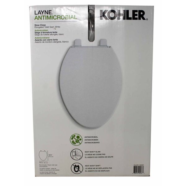 Kohler Layne Antimicrobial Slow-Close Elongated Toilet Seat White 1 Count