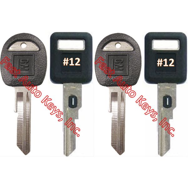 NEW GM Single Sided VATS Ignition Keys #12 (PAIR) + Doors/Trunk OEM Keys (PAIR)