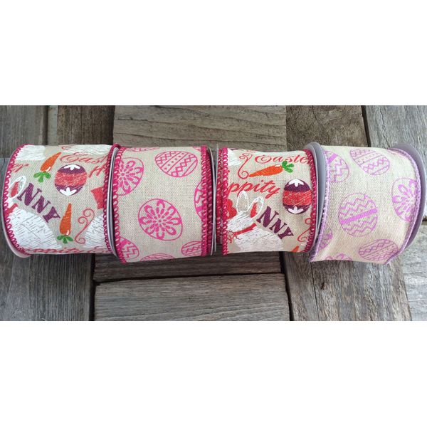 Darice Easter Decor - Easter Theme Burlap Ribbon 4 rolls