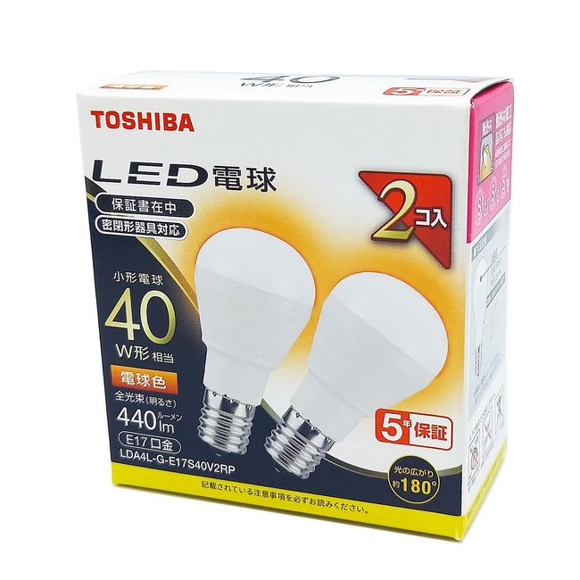 Toshiba LDA4L-G-E17S40V2RP LED Light Bulb, 40W Equivalent, Wide Light Distribution, Bulb Color, E17 Base, 2P Compatible with Enclosed Fixtures