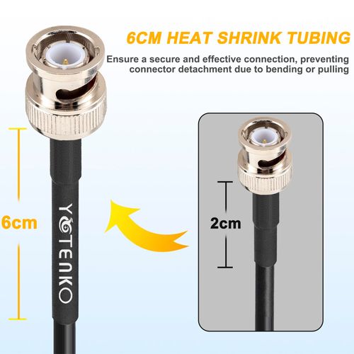 YOTENKO BNC Jumper Cable 2ft, 2-Pack BNC Male to Male Short Cable 50 Ohm RG58 Coaxial + Set of 3 BNC Female to Female/SMA Male/SMA Female Connector Adapters