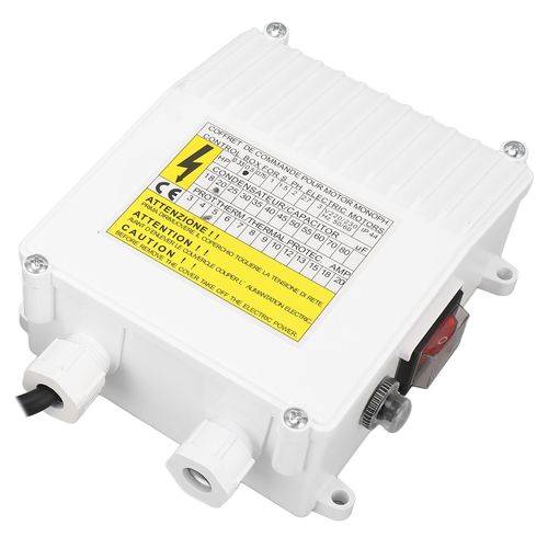 FLEXMAN Well Pump Control Box, 370W 0.5HP 20Uf 20A Submersible Pump Parts Switch Controller Box, Household Suction Pumps with Thermal Protect Circuit Breaker for Connect Deep Well Submersible Pump