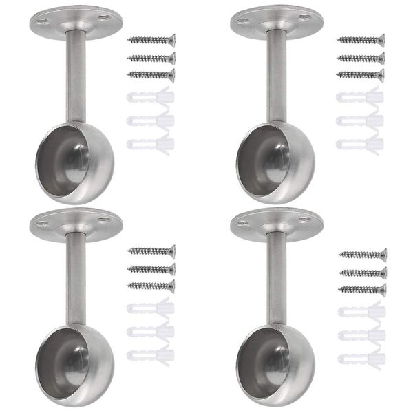 Stainless Steel Closet Pole, 4 Pieces Closet Rod End Supports, Stainless Steel Wardrobe Pipe With Screw and Screw Expansion Tube for Drying Rack, Wardrobe, Kitchen, Cabinet (Half Hollow 22mm)