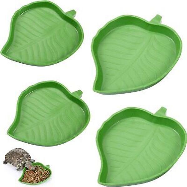 4 Pieces Leaf Reptile Food Water Bowl Plate Dish for Tortoise Corn green