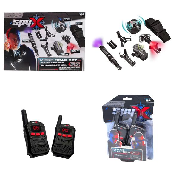 MUKIKIM SpyX/Micro Gear Set + Walkie Talkies - 4 Must-Have Spy Tools Attached to an Adjustable Belt + 2 Player Buddy Play Walkie Talkies! Jr Spy Fan Favorite & Perfect for Your Spy Gear Collection!