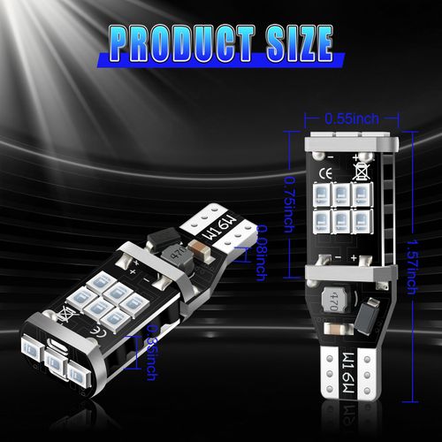 iFunyLED 912 921 LED Bulb for Backup Reverse Lights, 2835 15-SMD Chipsets Error Free 300% Super Bright 906 922 W16W T15 LED Lights - (Pack of 2, Blue)