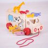 Bigjigs Toys Animal Shape Lorry - Wooden Shape Sorter Pull Along Toy