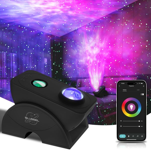 Blubbel LED Sternenhimmel Projektor, WLAN Sternenprojektor, 3D Galaxy Lampe Nachtlicht, App-/ Sprachsteuerung, Star Projector, Sternenlicht Galaxie, Alexa/Google kompatibel, Baby, Kinder, Schlafzimmer