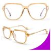 Oversized Blue Light Blocking Glasses Square Frame Champagne Brown Eyeglasses