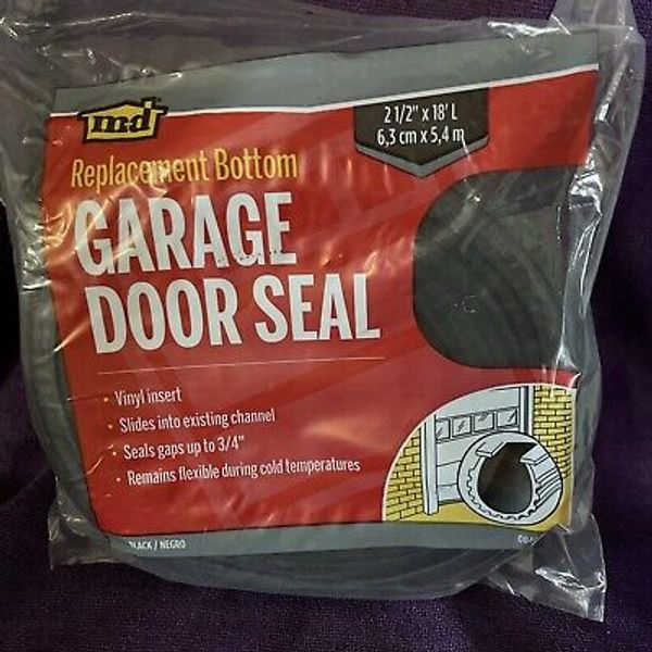 Garage Door Seal Replacement 2.5 Inch By 18 Feet Long NEW black Vinyl Insert