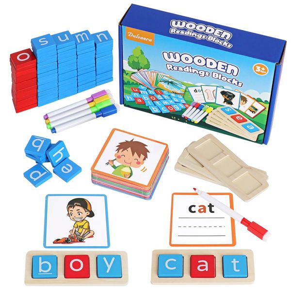 CVC Word Games Writing Spelling Flashcards, Preschool Learning Alphabet Puzzle Activities, Kindergarten Homeschool Supplies, Sight Words Reading Game, Montessori Educational Toys for 3 4 5 Year Old