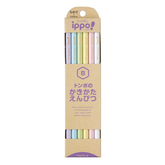 Tombow Pencil Ippo KB-KNPT01-B Pencil B, Pastel, 1 Dozen