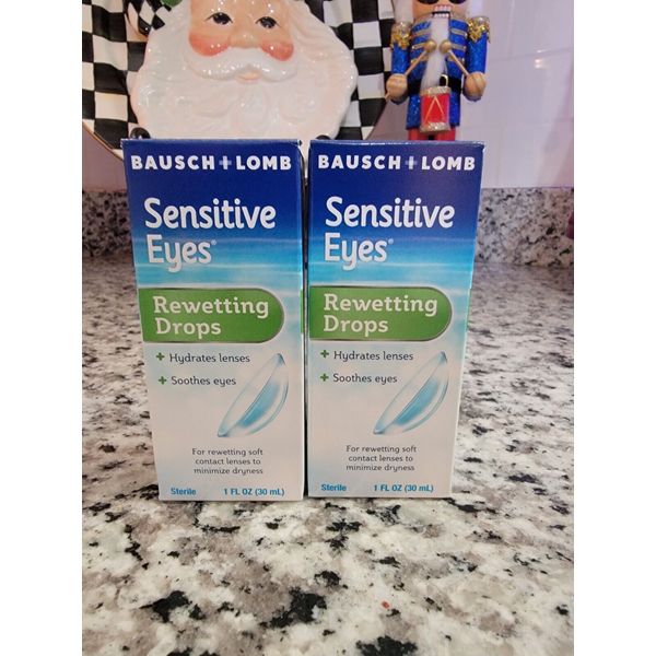 2 Pack Bausch + Lomb Sensitive Eyes Rewetting Drops 1oz Contact Lenses Exp 11/25