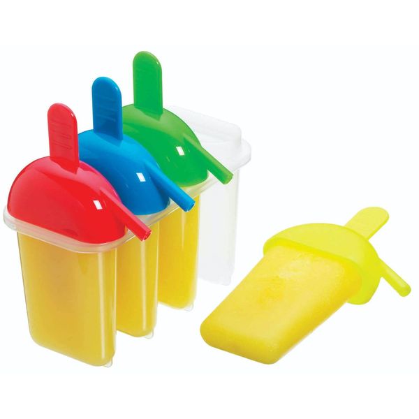 KitchenCraft Ice Lolly Mould with 4 Sipper Handles, BPA Plastic, Multi-Colour