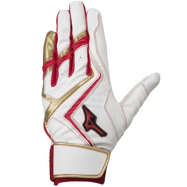 Baseball Mizuno Batting Gloves WILLDRIVE RED Ambidextrous Ambidextrous 1EJEA240 MIZUNO (01) White x Red x Gold For Both Hands L (10.2 - 10.6 inches (26 - 27 cm)