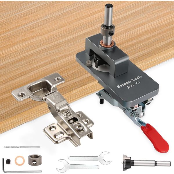 35mm Concealed Door Hinge Jig，Aluminum Alloy Accurate Locking Cabinet Hinge Hole Drilling Jig，for Door Concealed Installation Household Tools Aluminum Alloy Hole Opener (‎Aluminium 35)