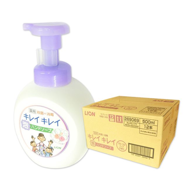 KireiKirei Medicated Foaming Hand Soap Floral Soap Scent Large Size 500ml x 12 Bottles [LION] [269069 kzh]