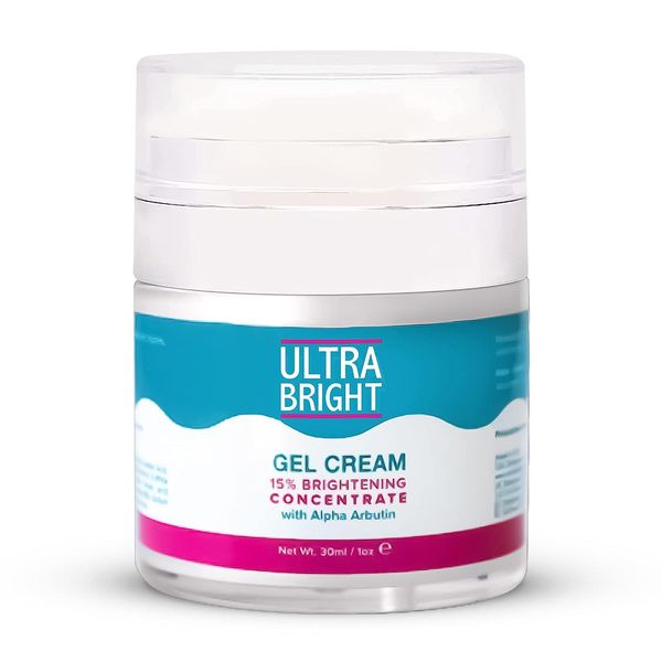 ULTRA BRIGHT Skin Brightening Gel Cream - 1 fl oz / 30 ml - Hydrating & Moisturizing Cream to Even Out Skin Tone - Boost Skin Radiance and Improves skin texture with Alpha Arbutin & Glycerin