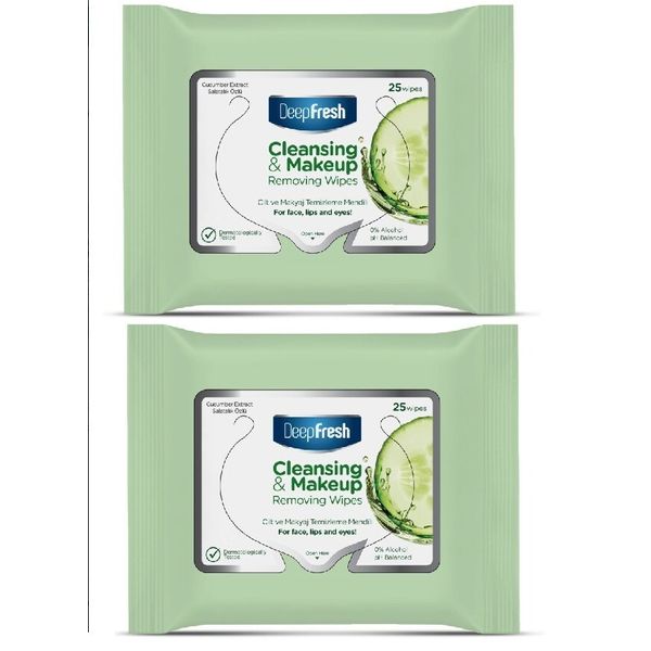 2 Pack DeepFresh Make-Up Removal Cucumber Wipes 2*25 pcs