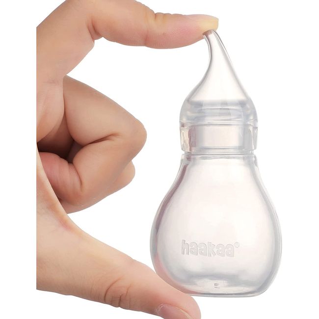 haakaa Silicone Nasal Aspirator Baby| Safe Baby Nose Cleaner| Easy-Squeeze Nose Bulb Syringe, Baby Nose unblocker, 0m+ Newborn,Toddler -Transparent