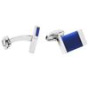 Mr.Van Blue Opal Cufflinks Rectangle Genuine Agate Gemstone Cuff Links Jewelry Wedding