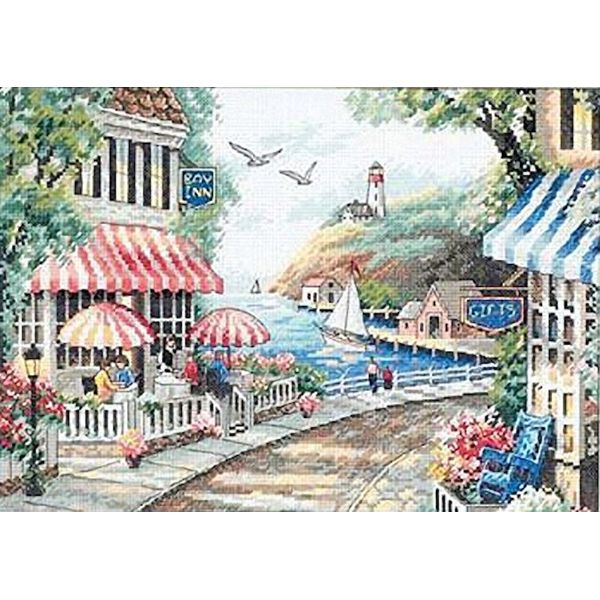 Dimensions 'Café by The Sea' Counted Cross Stitch Kit, 14 Count White Aida, 14" x 10"