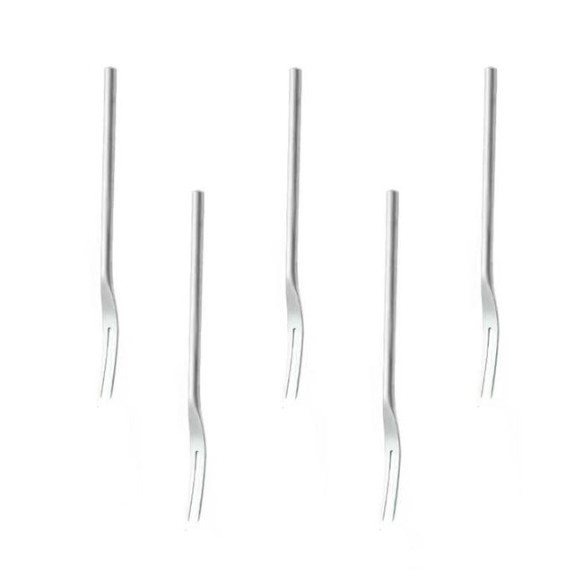 KXLCGYK Dessert Fork, Set of 5, Total Length 5.1 inches (13 cm), 18-8 Stainless Steel, Japanese Sweets Fork, Fruit Fork, Silver