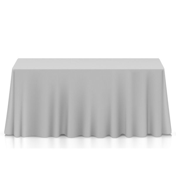 90" x 132" Rectangular Polyester Fabric Tablecloths for Wedding - Silver