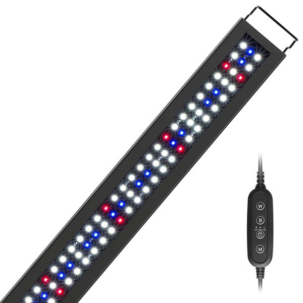 NICREW Aquarium Light, Full Spectrum Aquarium Light for Planted and Freshwater Tanks, Fish Tank Light with Wired Timer and Extendable Brackets, 30-36 Inch, 20 Watts