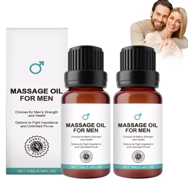 2 Flaschen Men Essential Oil Blend Essential Oil for Men Feuchtigkeitsspendend Men Essential Oil Männer Essentielles Öl Erfrischend und Nicht Fettig Geeignet für Männer und Jungen