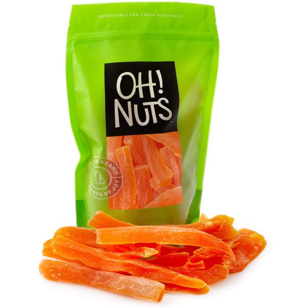 Oh! Nuts Dried Papaya Spears | 2lb Bulk Bag Dehydrated Pawpaw Tree Papaya Slices for Snacking & Baking | Light Sugar Coating, Low Sodium, Dairy Free, Low Cholesterol, Low Fat & High Fiber Fruits